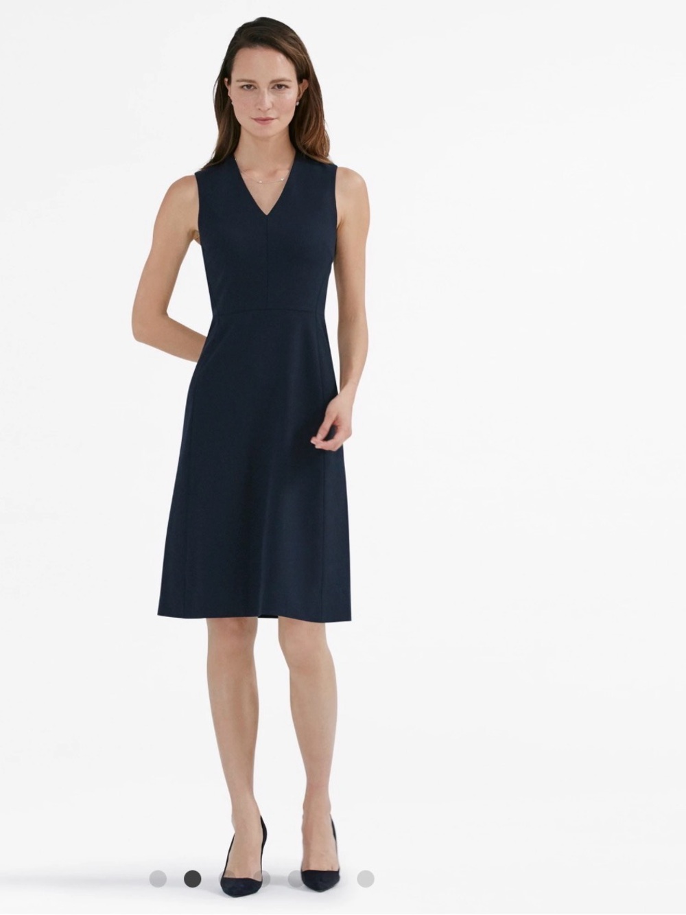 MM Lafleur Navy Sleeveless V-Neck Midi Dress